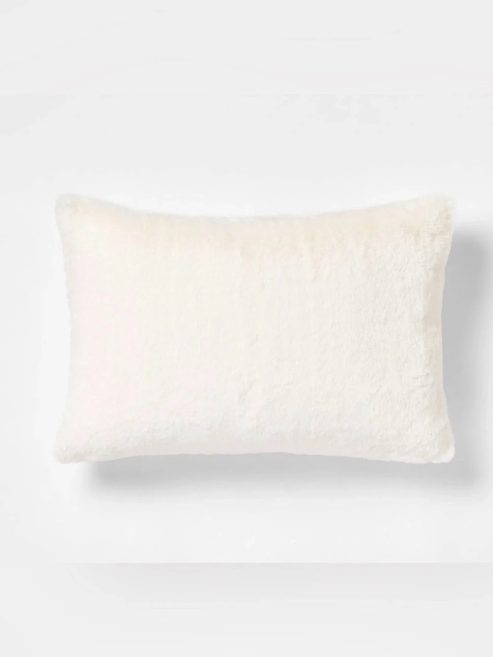 Threshold Faux Rabbit Fur Toss Pillow Cream 20”x14” NWT